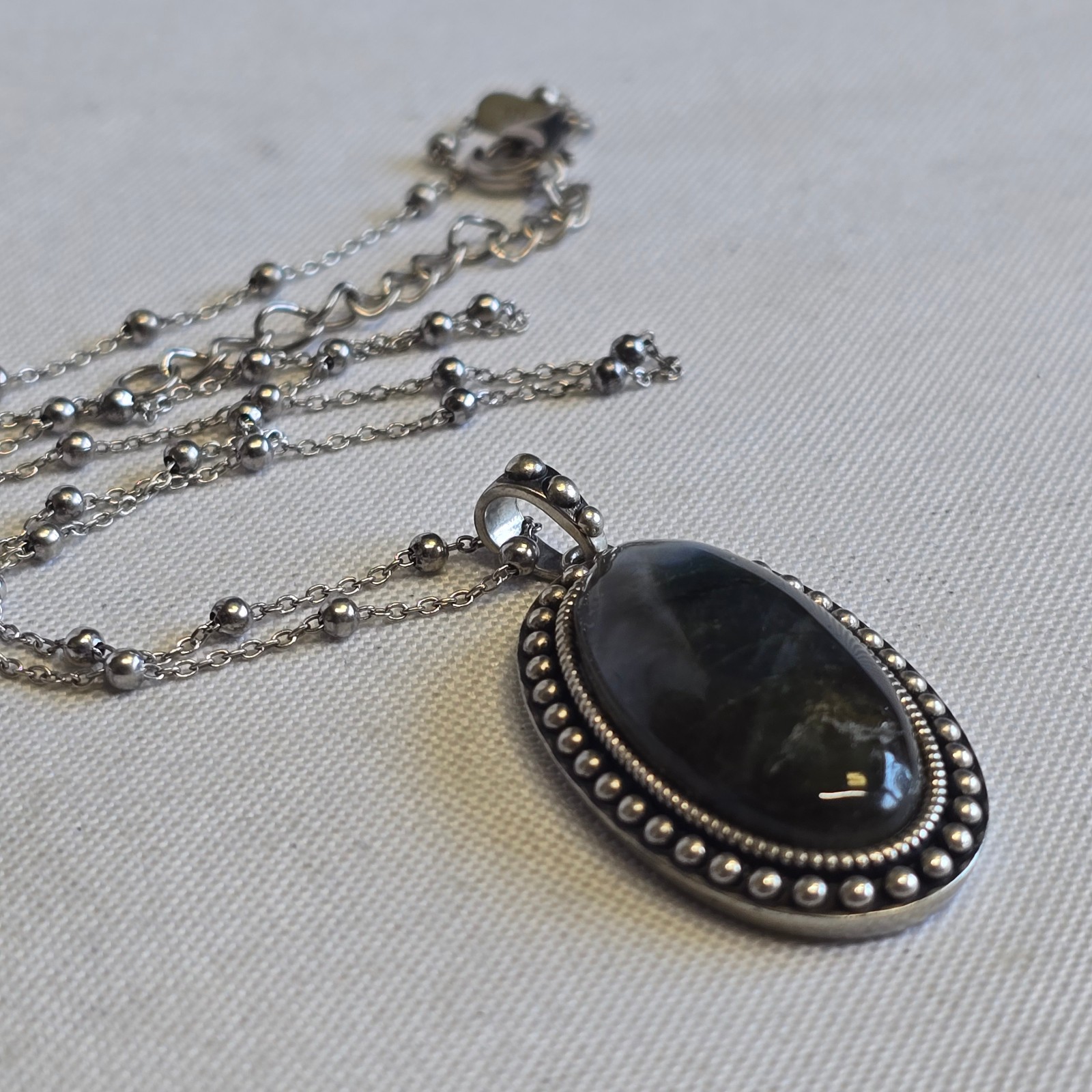 Sterling Silver Necklace 17.11g Fine Jewelry 20″ Labradorite Look *READ*