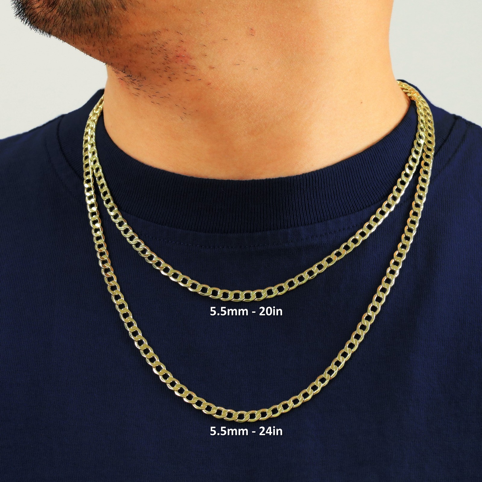 10K Yellow Gold 5.5mm Italian Cuban Curb Chain Link Necklace Mens Women 16″- 30″