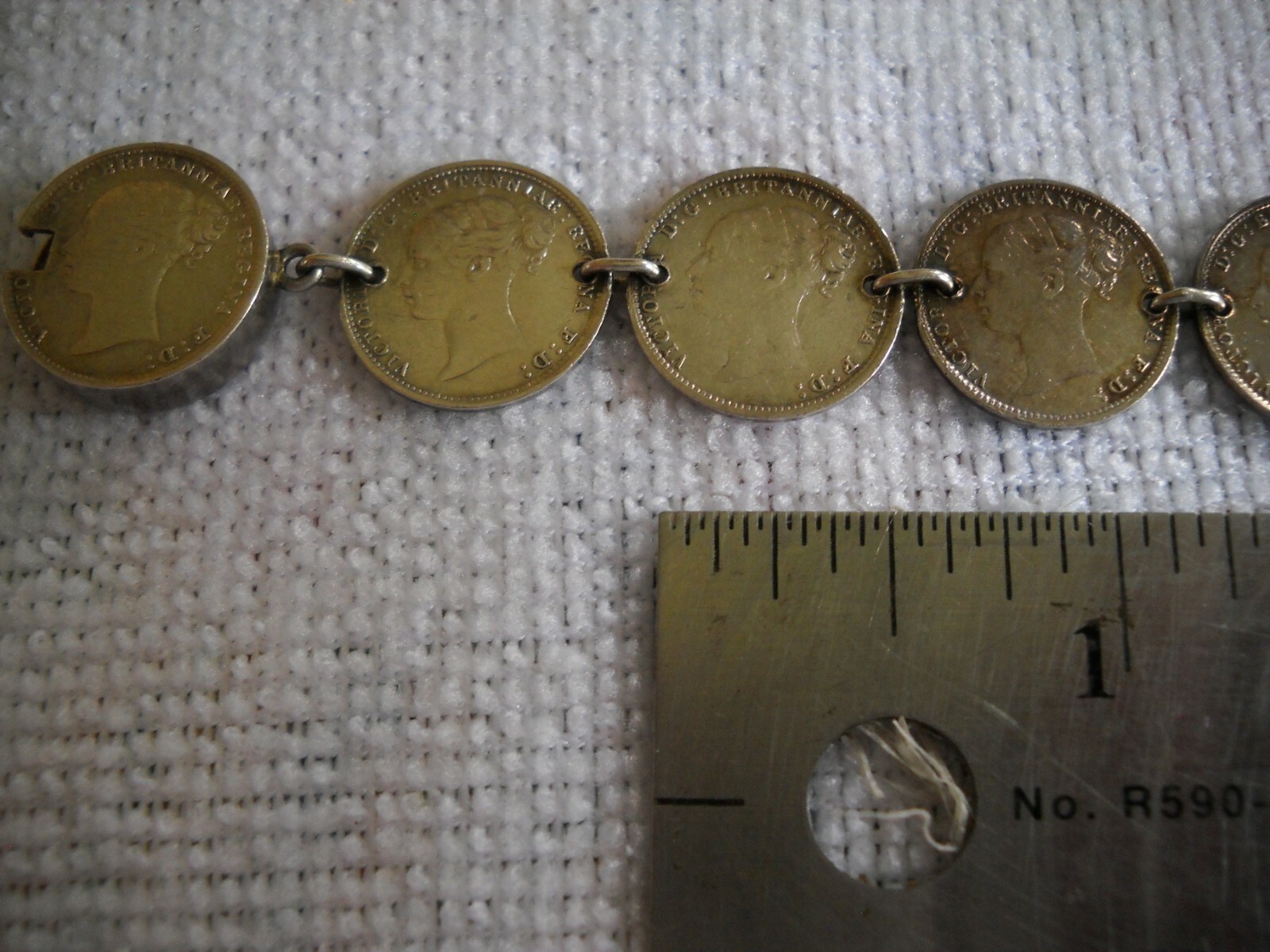 Great Britain Silver 3 Pence Coin Choker 22 coins 15 inch ONE OF A KIND 1880’S
