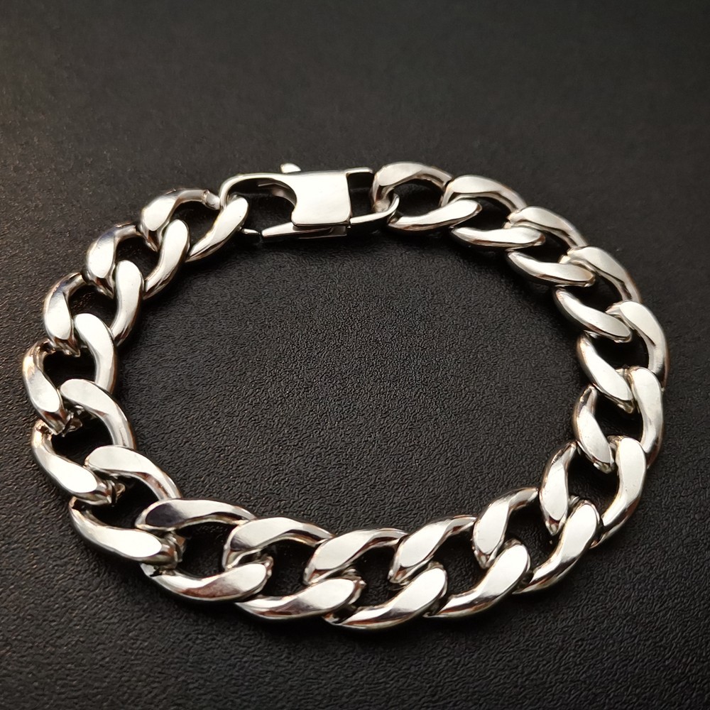 Large punk style hip-hop style stainless steel bracelet / necklace 7-30in W:12mm