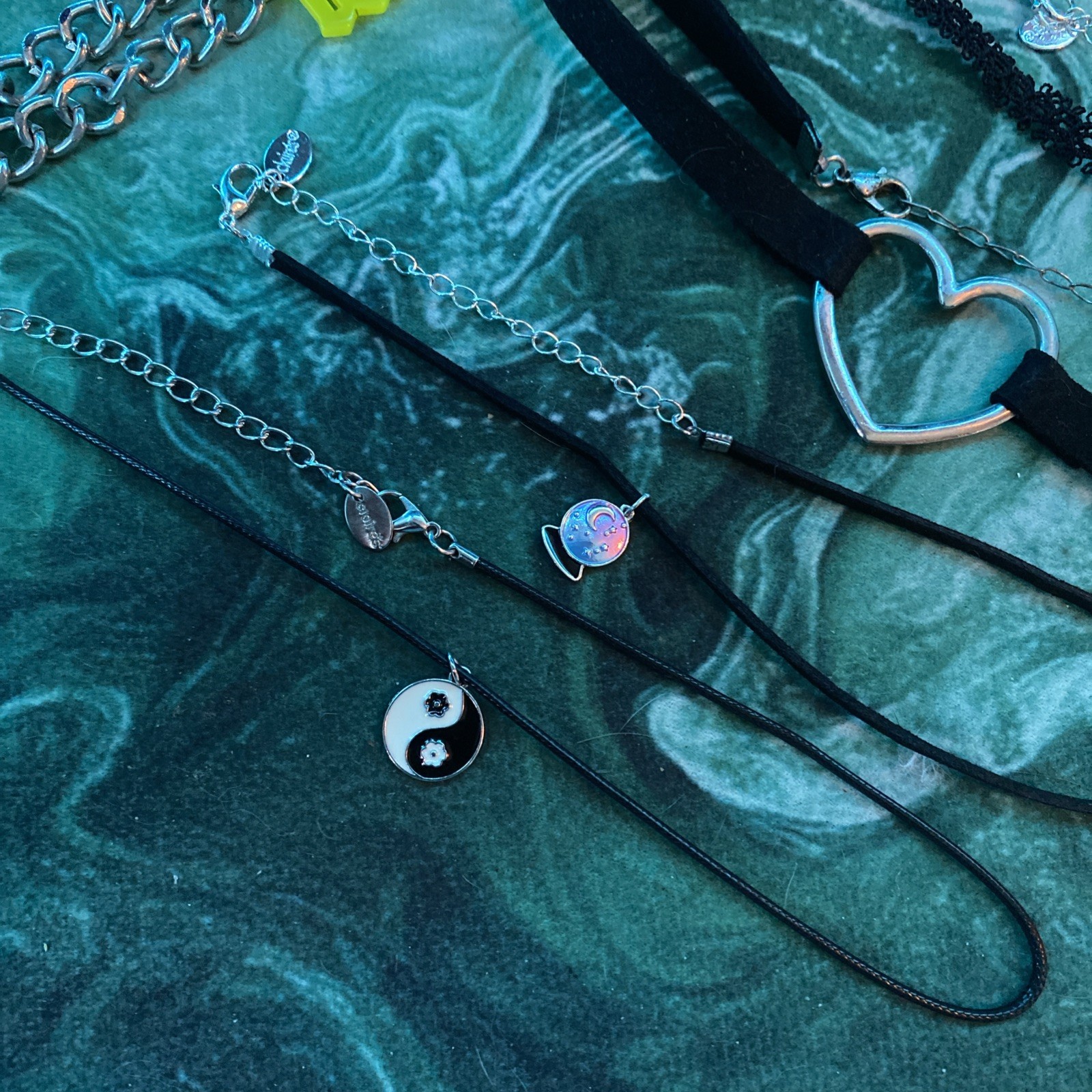 8 Chokers (4 lace-like, 2 string with pendants, 2 chains)