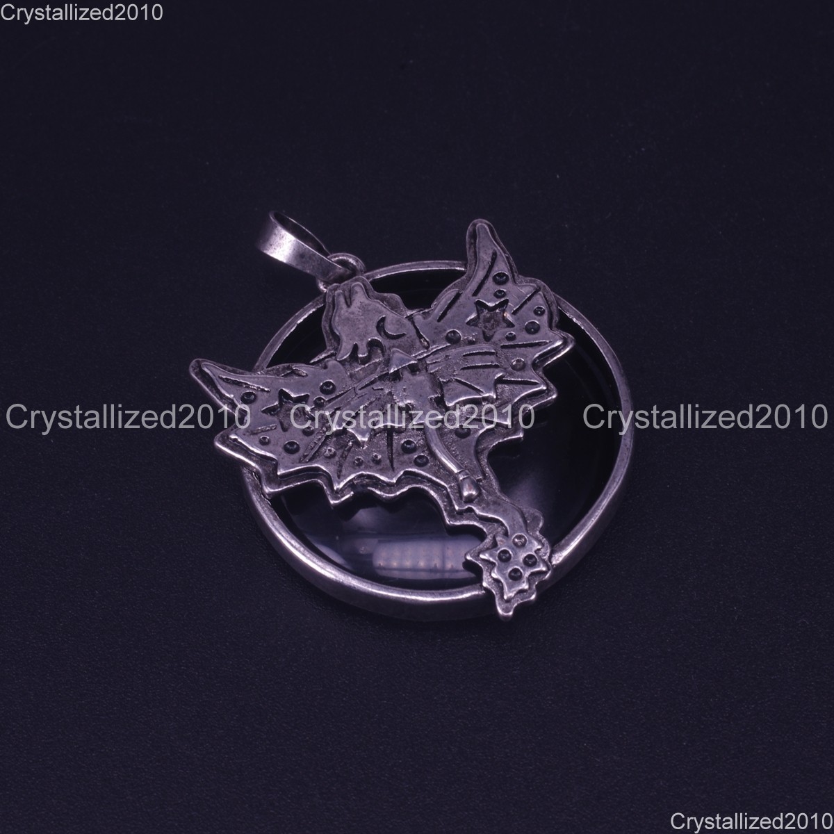 Natural Gemstone Dragon Pendant Round Cabochon Necklace Bead Tibetan Silver 32mm