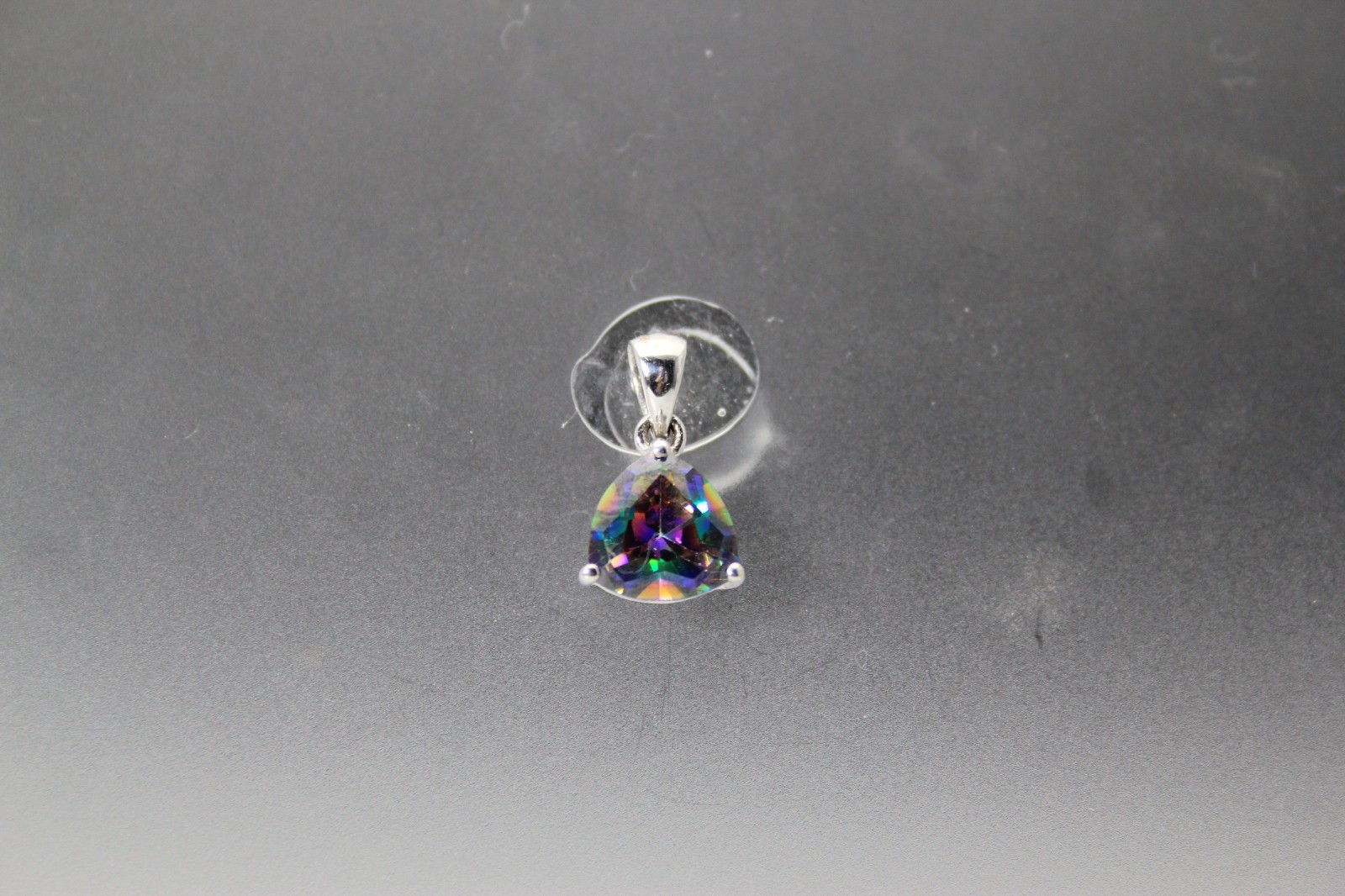 Sterling Silver 925 Small Trillion Mystic Topaz Pendant 1.5 Grams (PEN10373)