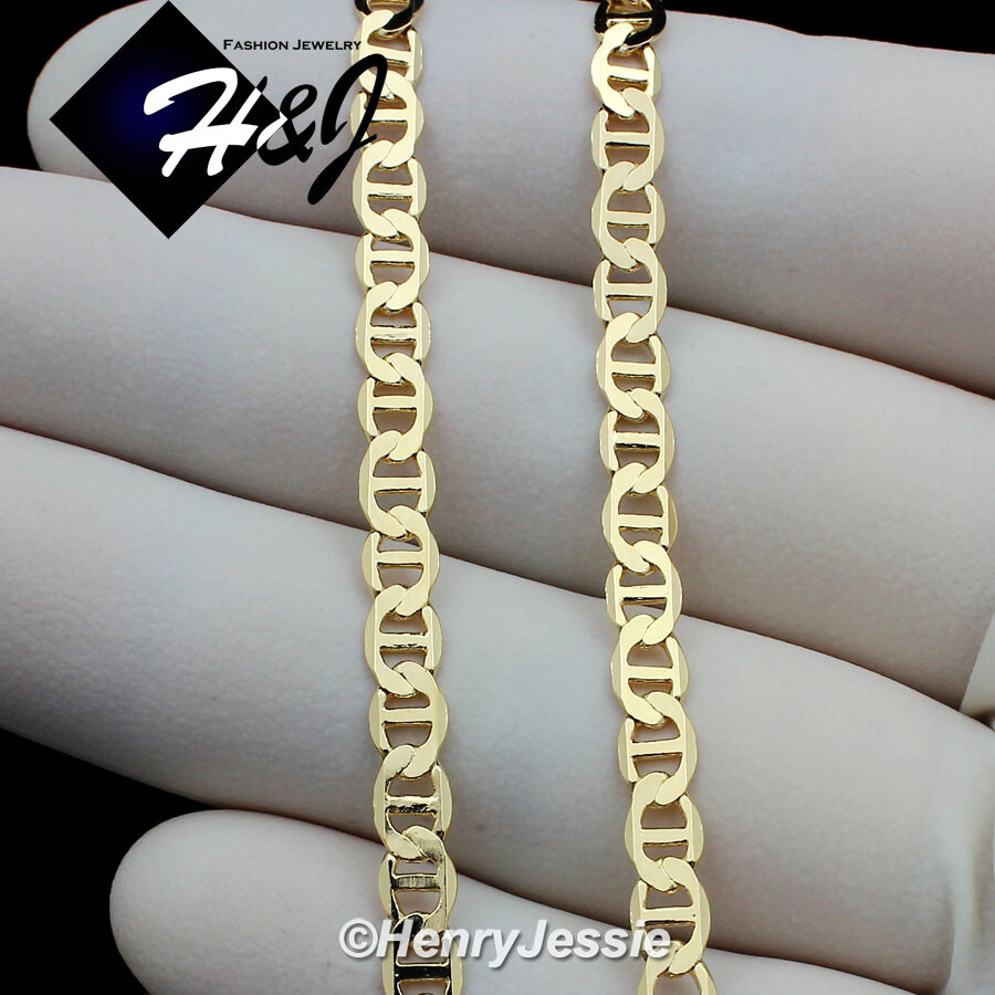 20″MEN WOMEN 18K Gold Filled 4mm Gold Puffed Mariner Link Chain Necklace*GFN2