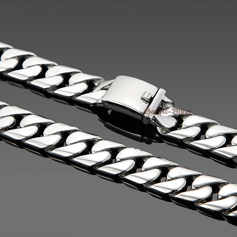 Heavy Wide Stainless Steel Curb Cuban Chain Men Necklace Polish 17mm 20mm 18-30″