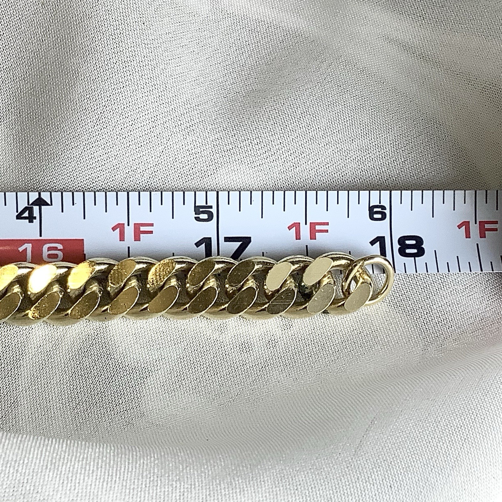 Flat Cuban Link Chain Necklace Gold Tone 18 Inch 9 mm Classic Mens Womens Curb