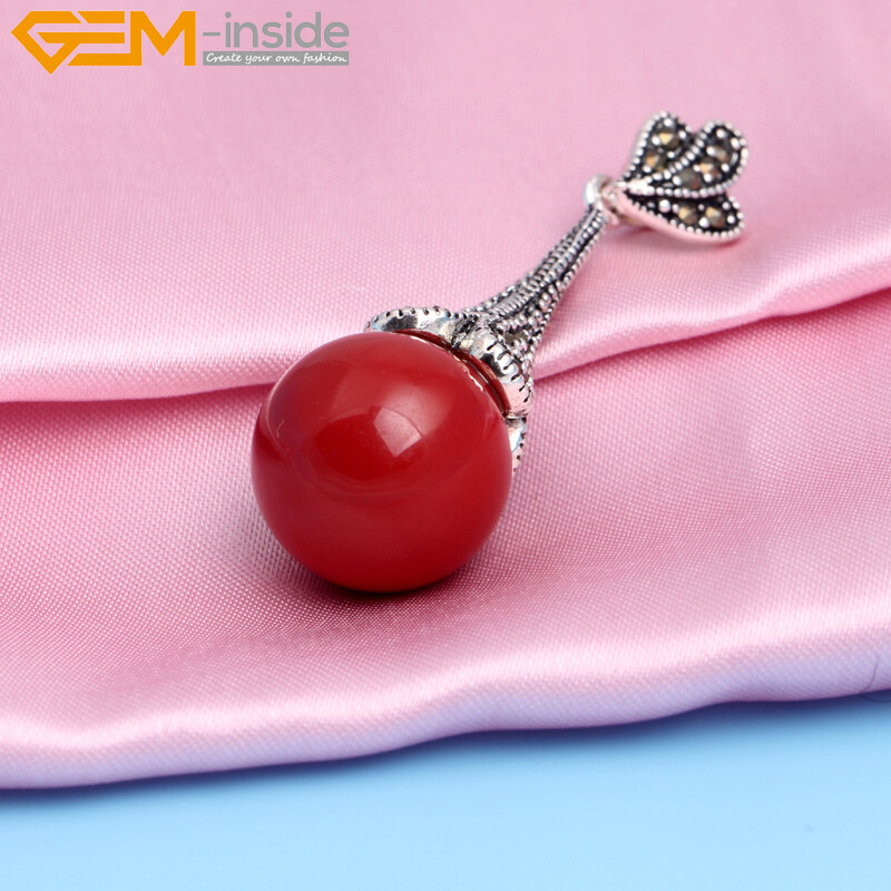 Tibetan Marcasite Silver Plated Assorted Color Stone Jewelry Necklace Pendant