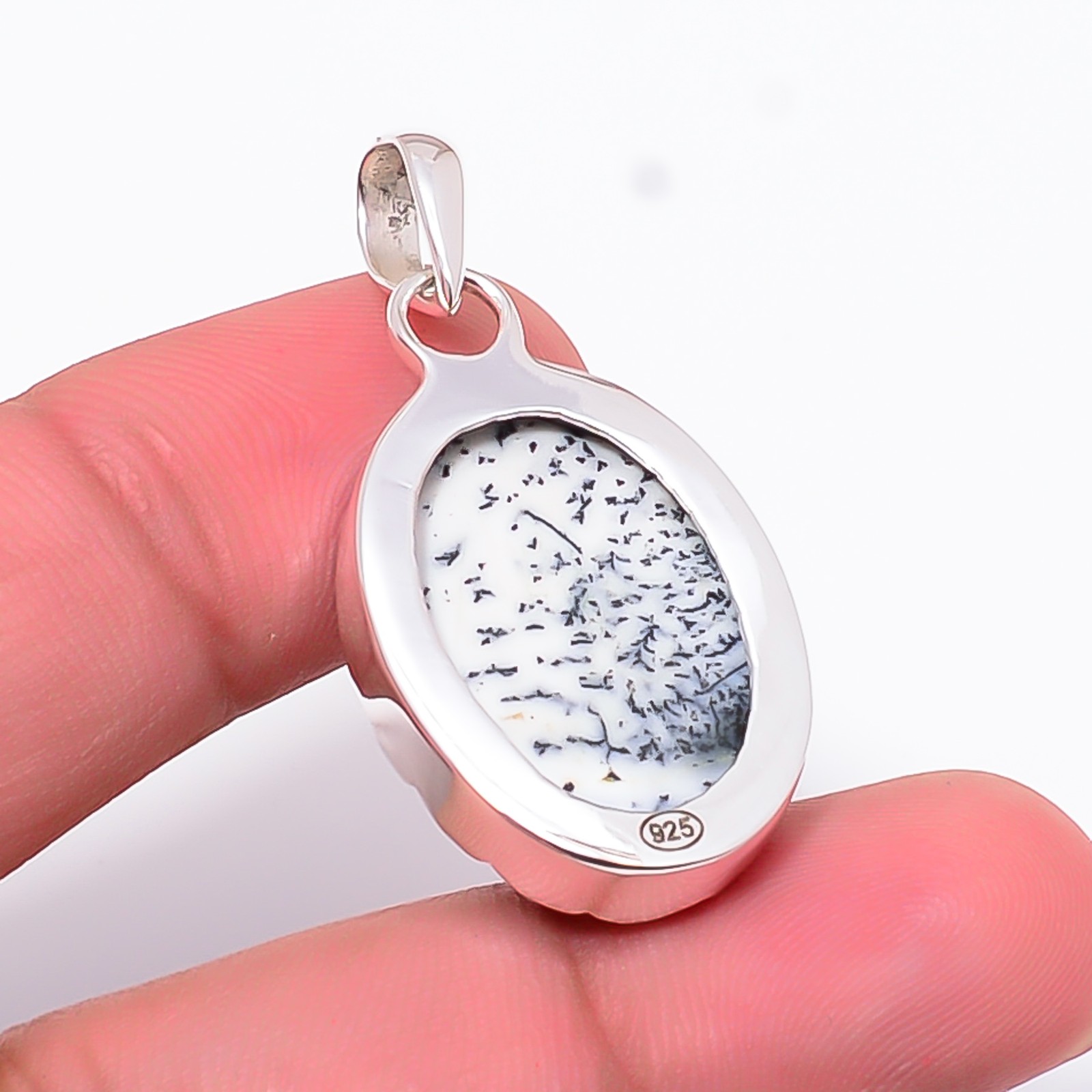 Merlinite Dendritic Opal -Brazil Handmade 925 Sterling Silver Pendant 1.37″ P14