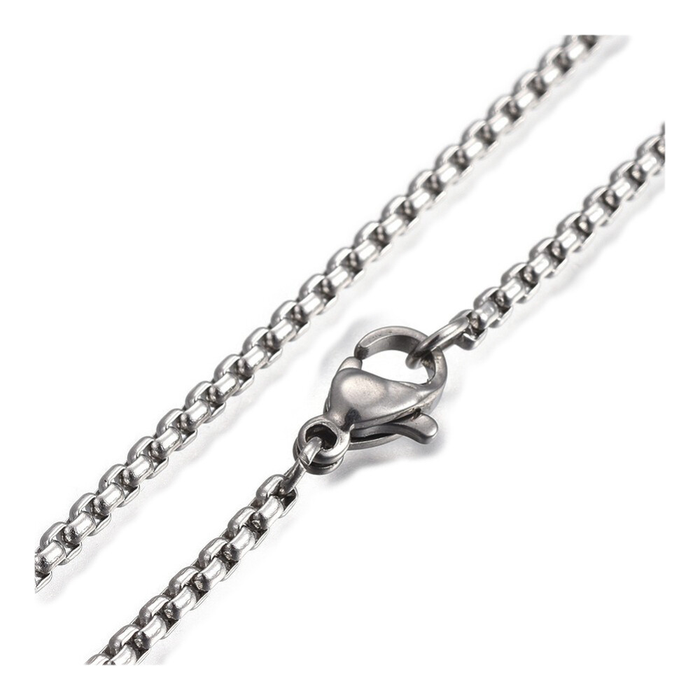 304 Stainless Steel Box Chain Necklaces Lobster Clasp Silver 19″ To 31″ P662
