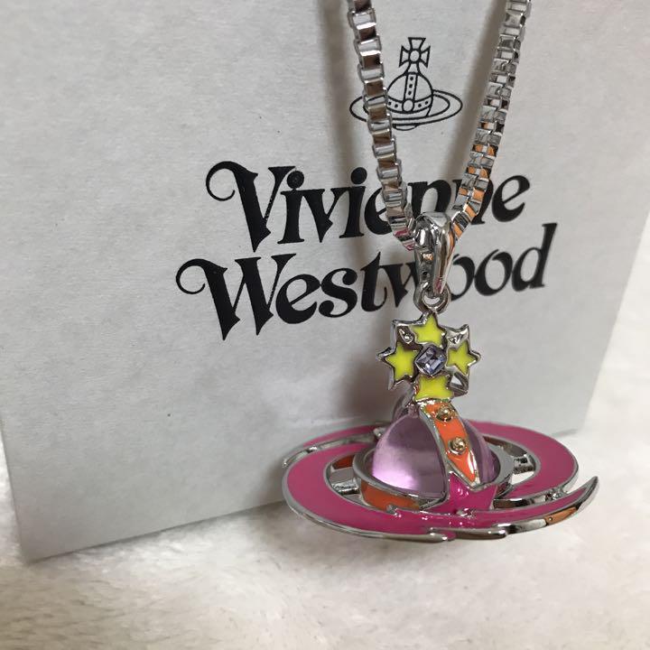 Vivienne Westwood Shooting Star Small Orb Necklace Pink Star IN BOX C.80 T.4.5cm