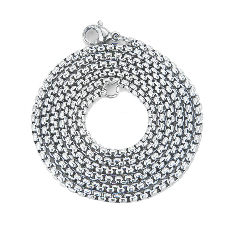 Round Box Chain Stainless Steel Necklace Silver Men Women 16″-32″ Deziloo