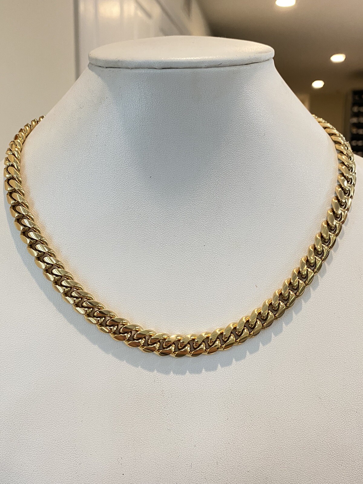 10mm 20″ Miami Cuban Link Men Choker Real Solid 14k Gold Vermeil Stainless Steel