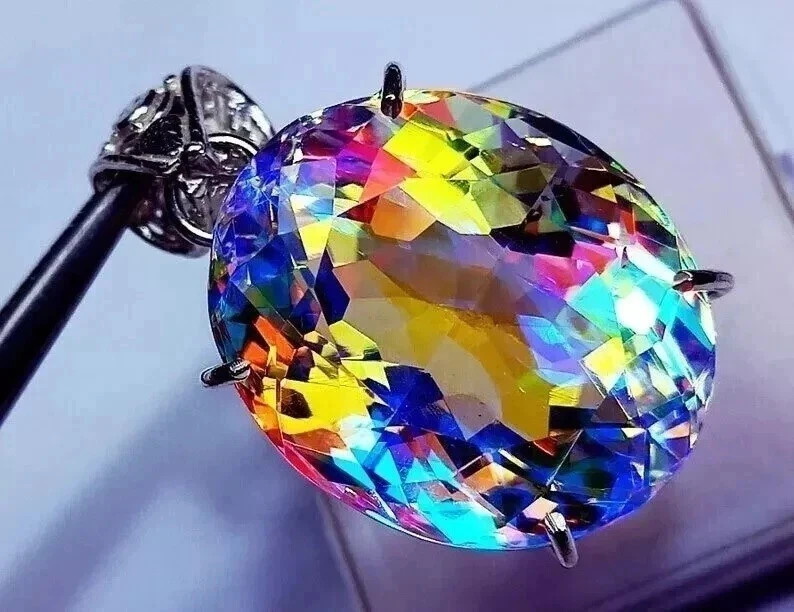 55 CT+ Rare Rainbow Fir Mystic Topaz Pendant Solid 925 Sterling Silver Plated
