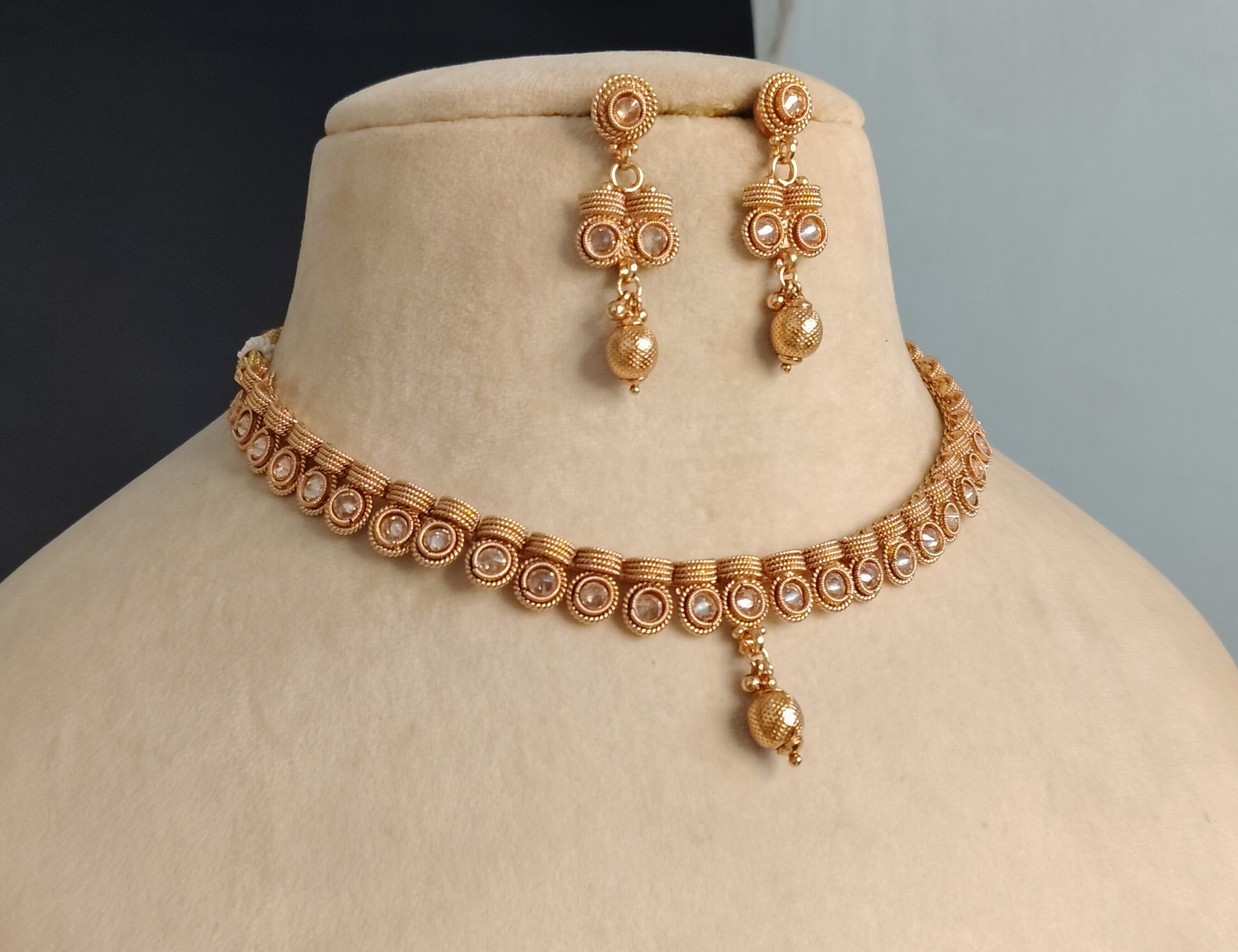 Shumaila Indian Polki Jewelry Necklace Set Roz Jewellers.