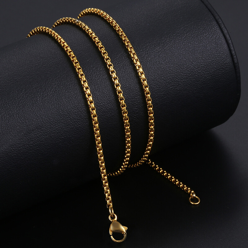 2 mm/3mm Men Women Chain Necklace Gold Stainless Steel Curb Figaro Box Rope