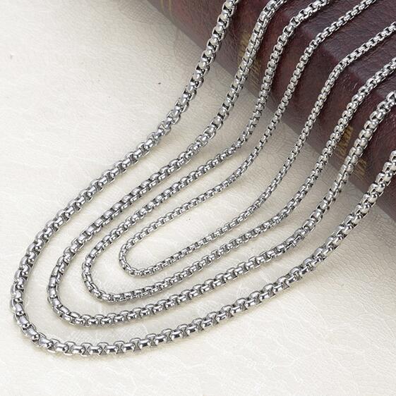 Wholesale 10pcs in bulk Box Rolo Chain Stainless steel Necklace Silver 18”-32”