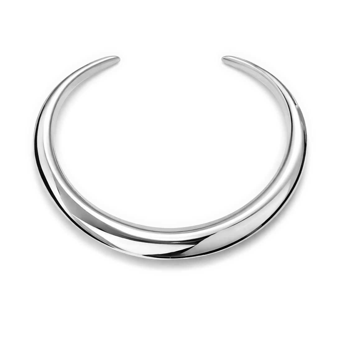 Metal Collar Choker Necklace Silvertone