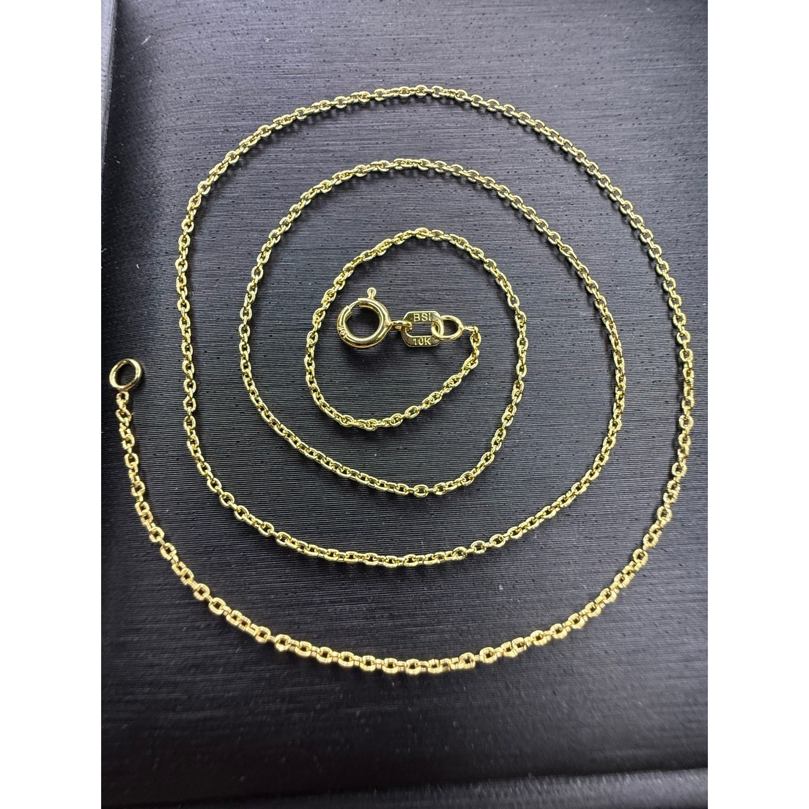 10k Solid Italian Yellow Gold Cable Link Chain Necklace 16” Long 1.35mm Wide