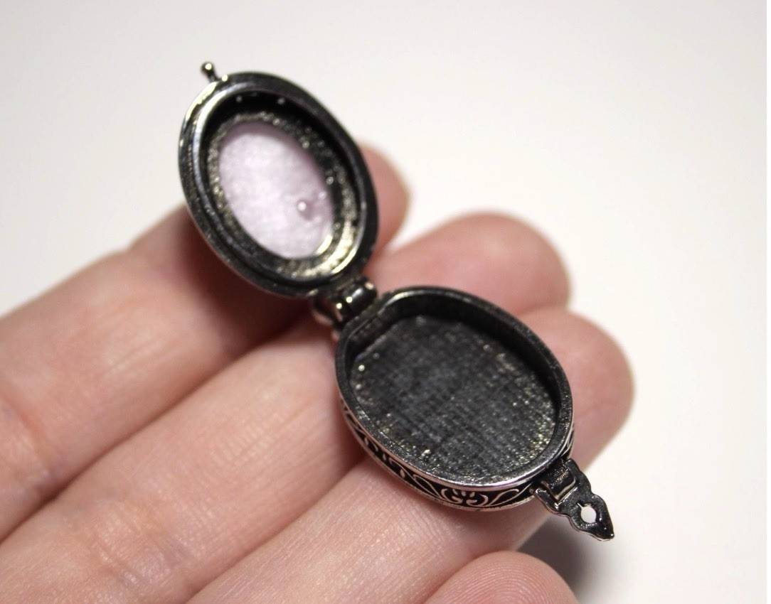 Kunzite Locket Pendant, Sterling Silver Plated Poison Pendant