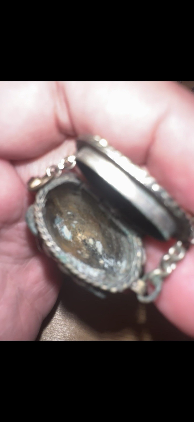 Vintage Silver Tone Gemstone Trinket Box Pendant Necklace Boho Tibetan Style