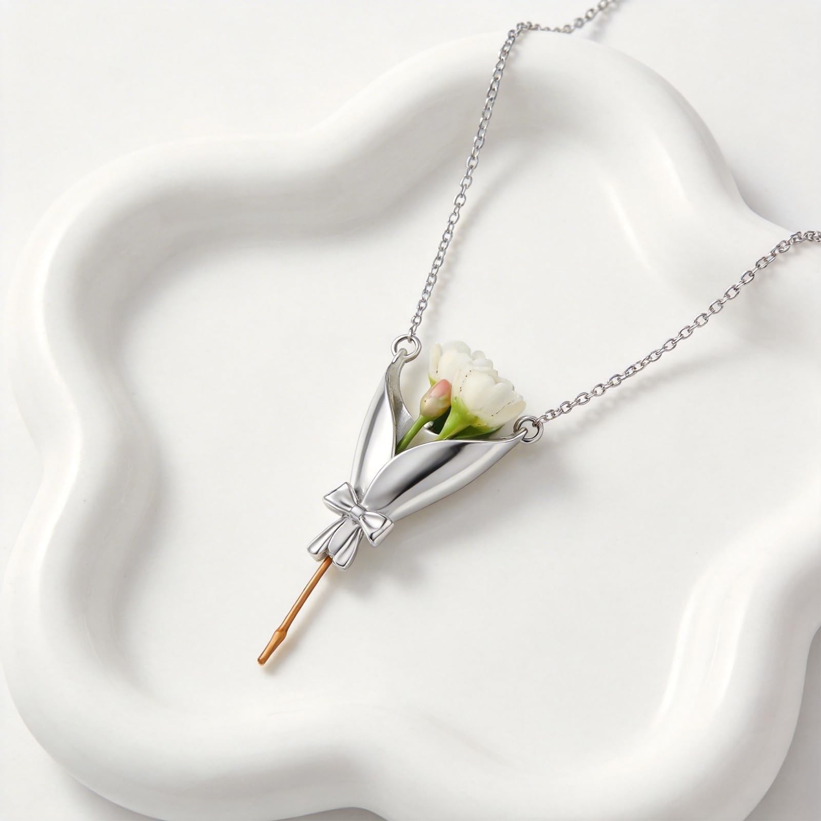 Flower Holder Necklace for Women Flower Vase Pendant Floral Keepsake Jewelry …