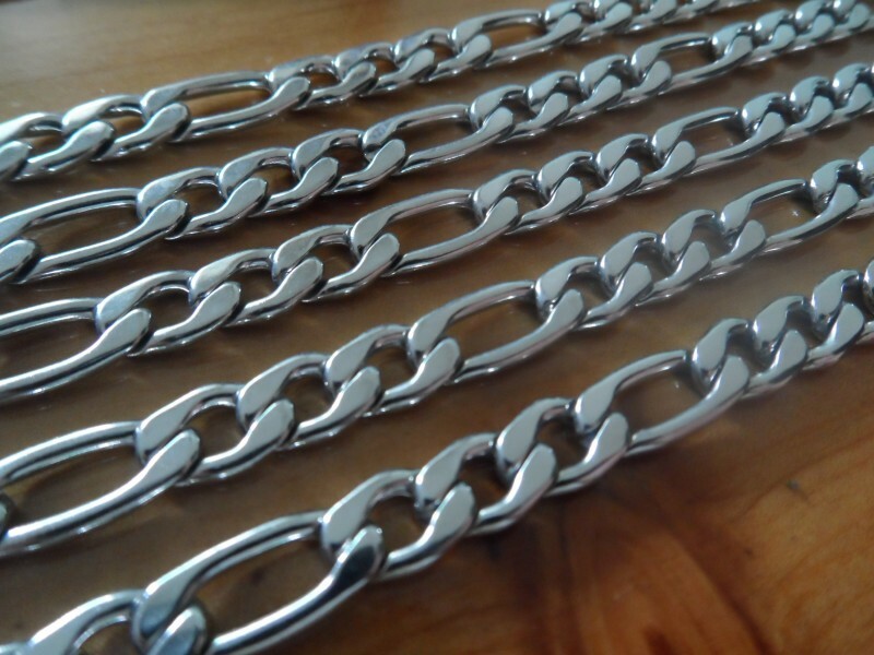 18-36” Lot 5pcs on sale 12mm Stainless steel NK Figaro Curb Link chain Necklace