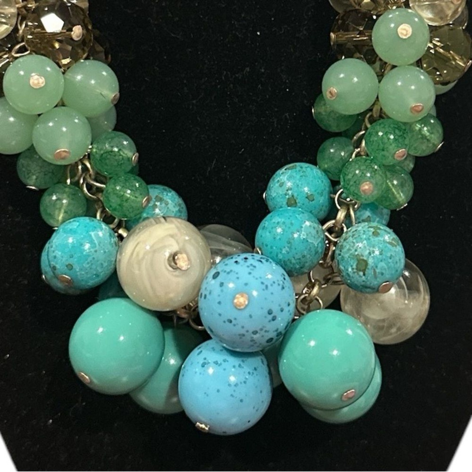 New LIA SOPHIA BLUE BAUBLE CLUSTER GOLDTONE NECKLACE