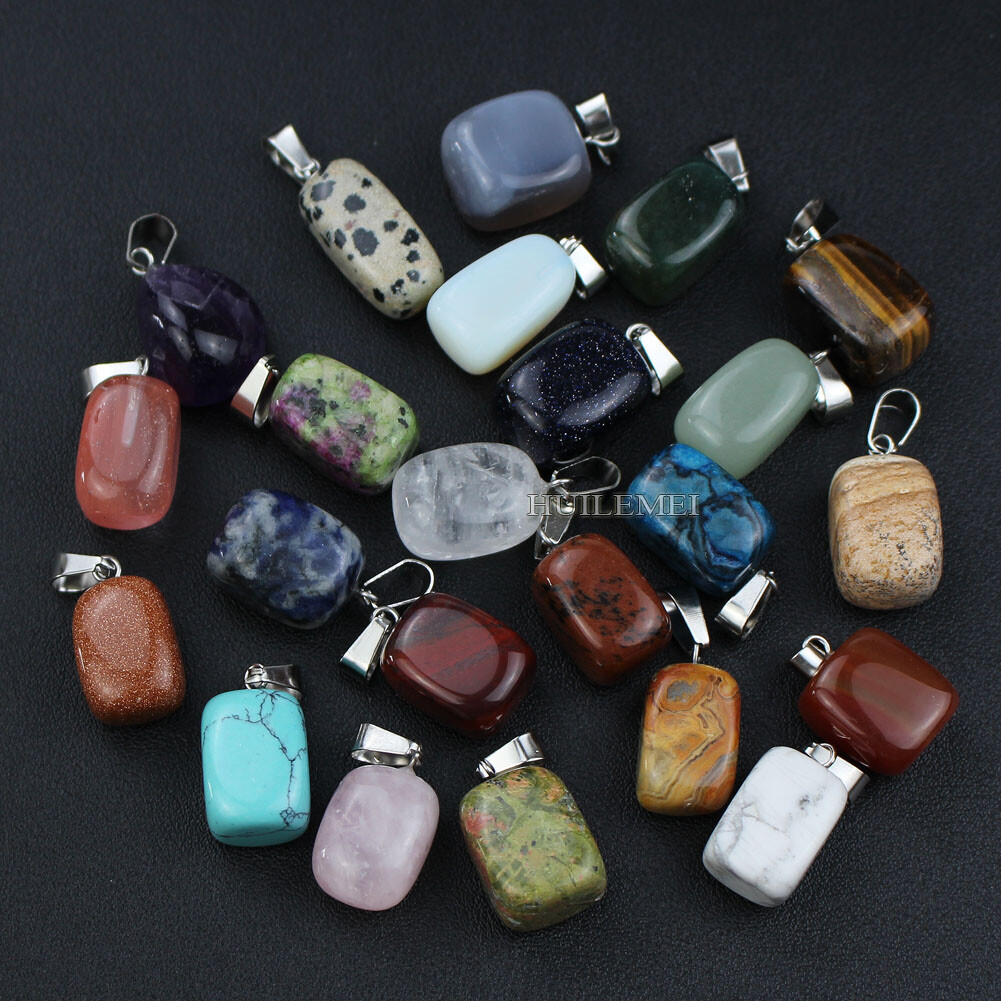 20pcs Mixed Natural Stone Irregular Shape Pendants Beads for Diy Jewelry Making