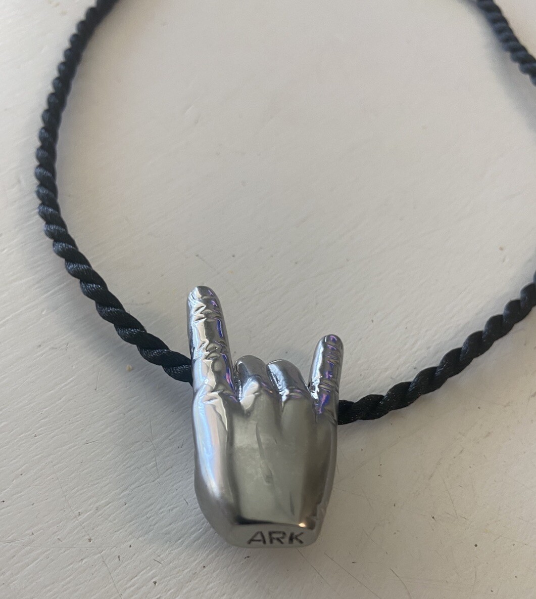 Rock On Stainless Steel Hand Sign with Nylon Chain for Men & Woman New!