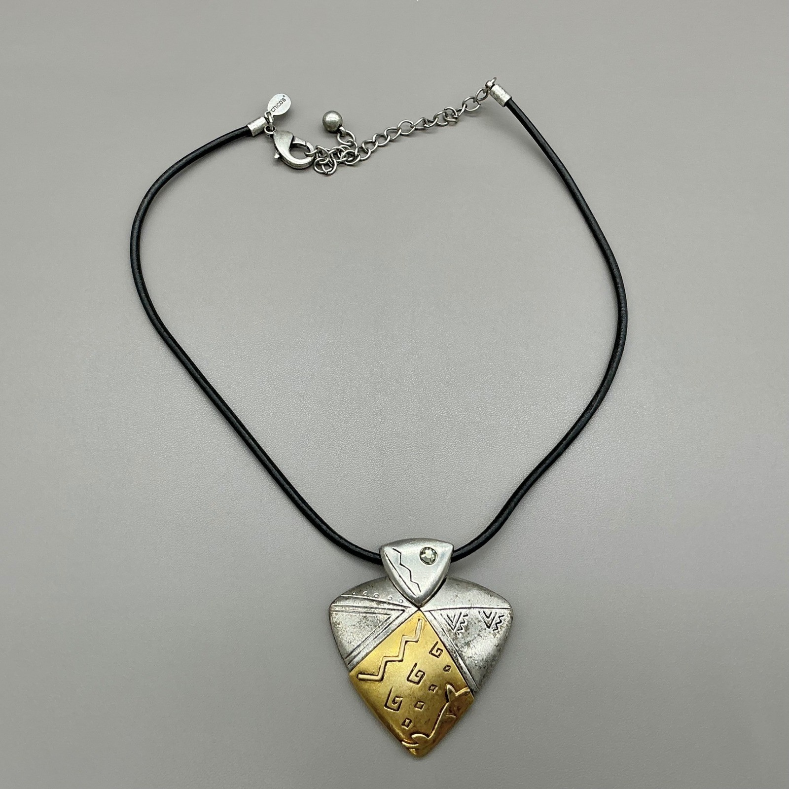 Chico’s Necklace Women Silver Tone Gold Tone Mixed Metal Pendant Cord 16-18 In