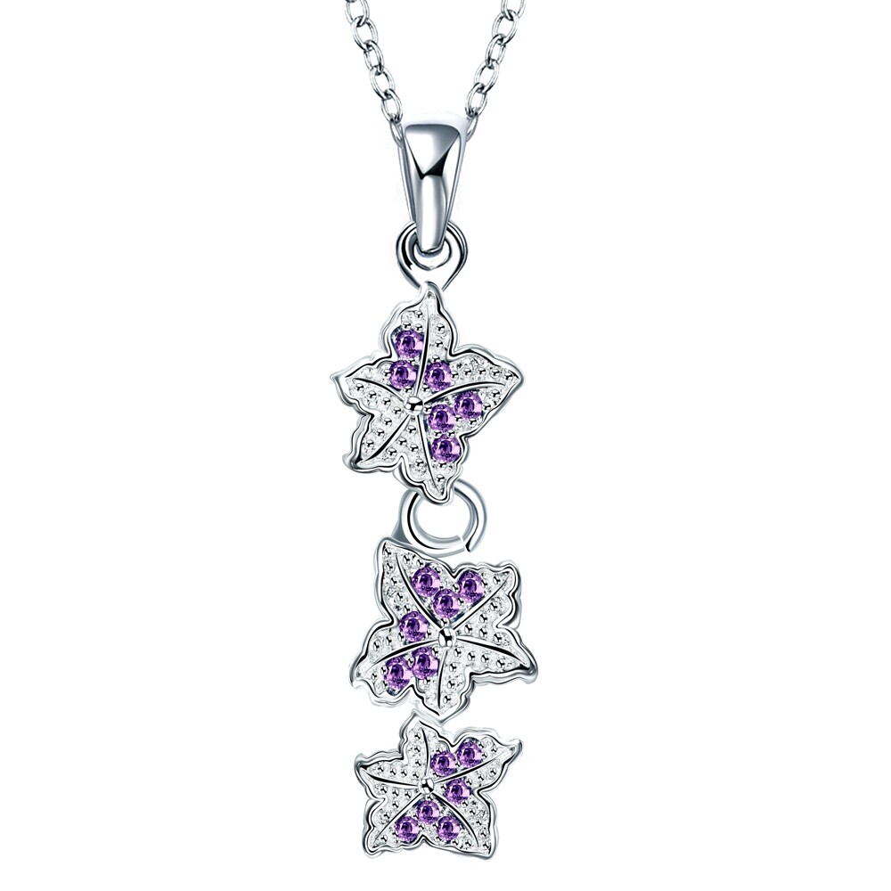 Chic 925 Sterling Silver Filled SF Flora CZ Pendant Necklace N-A783 Gift