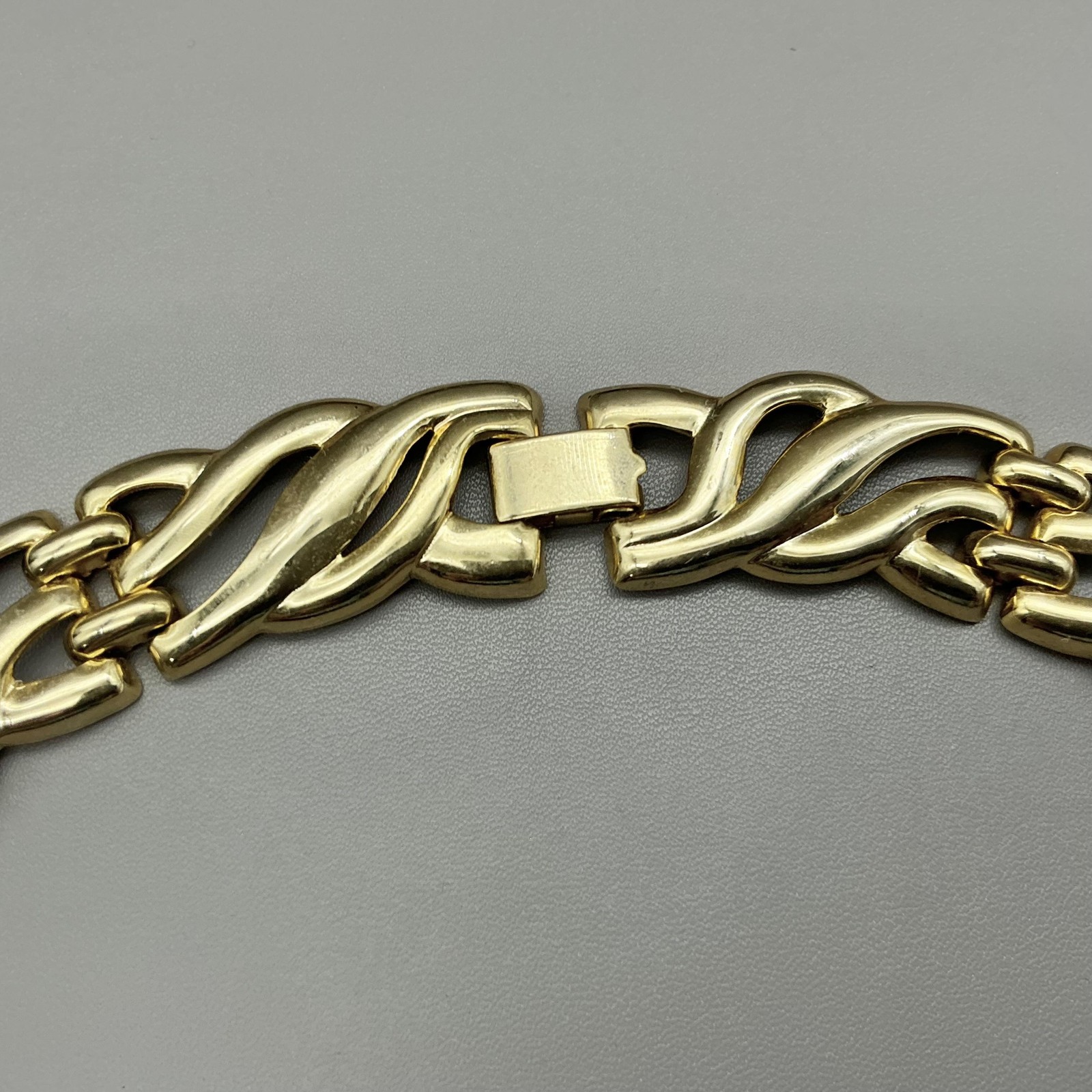 Necklace Statement Collar Gold Tone Purple Black Enamel Wave Womens Jewelry