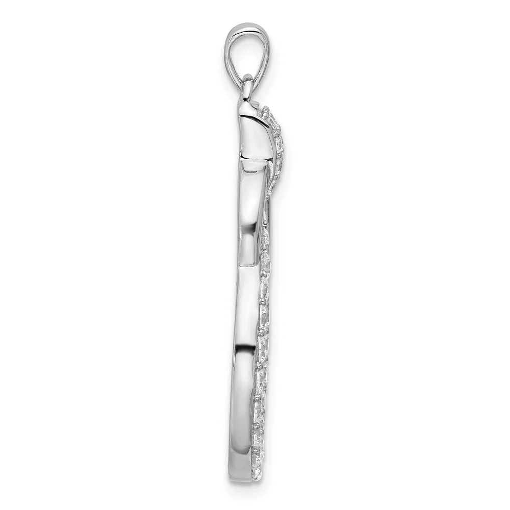 Sterling Silver Rhodium-Plated CZ Circle Pendant