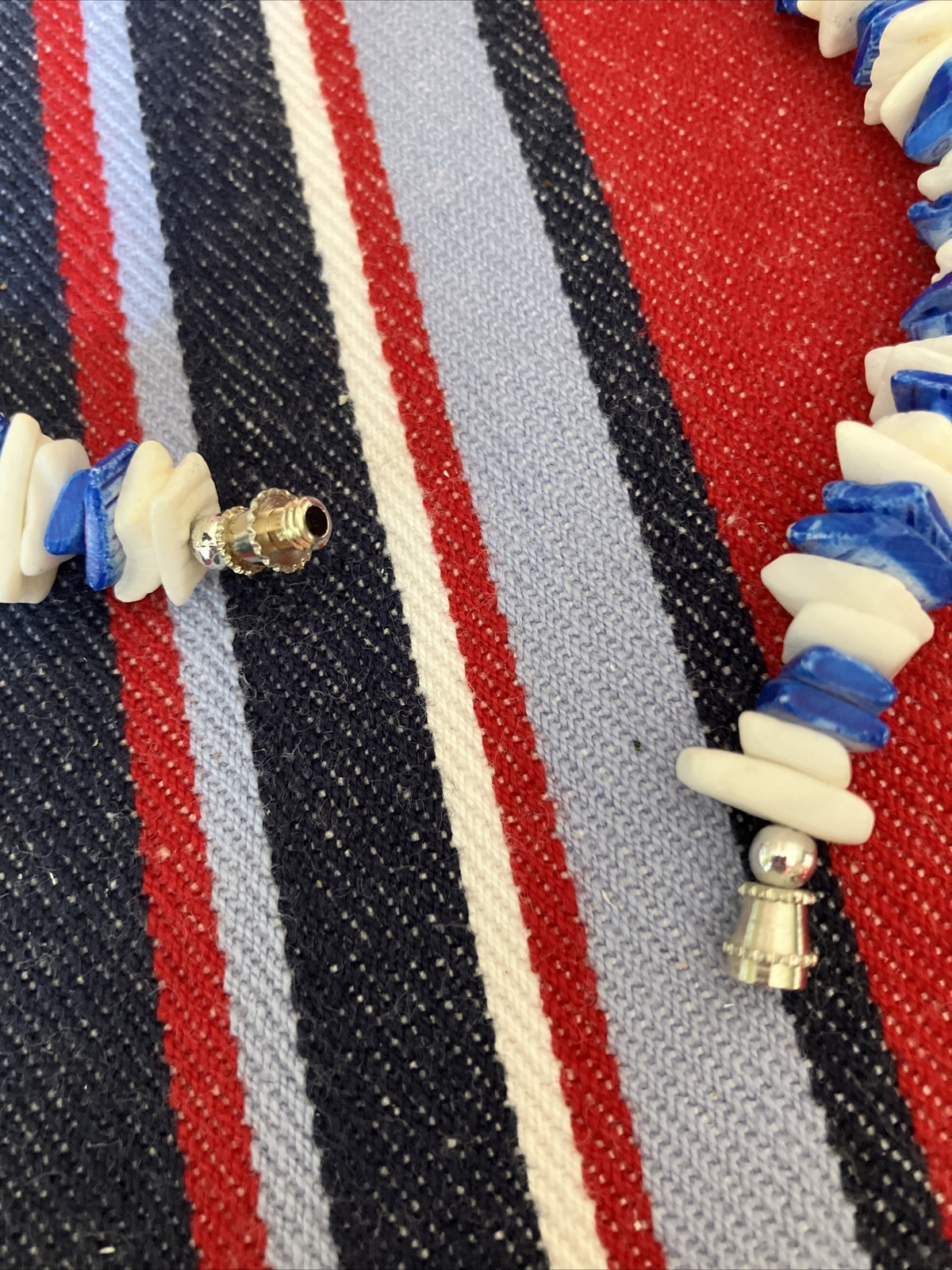 Adult Unisex Blue & White Puka Bead Necklace From Hawaii