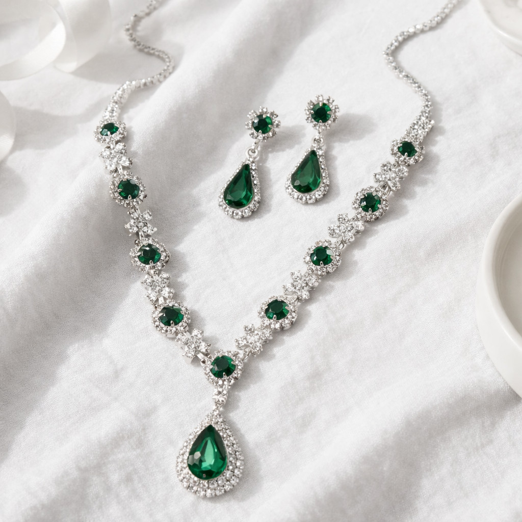 Crystal Bridal Jewelry Set Necklace Earring Wedding Prom Party Women Gift Luxury