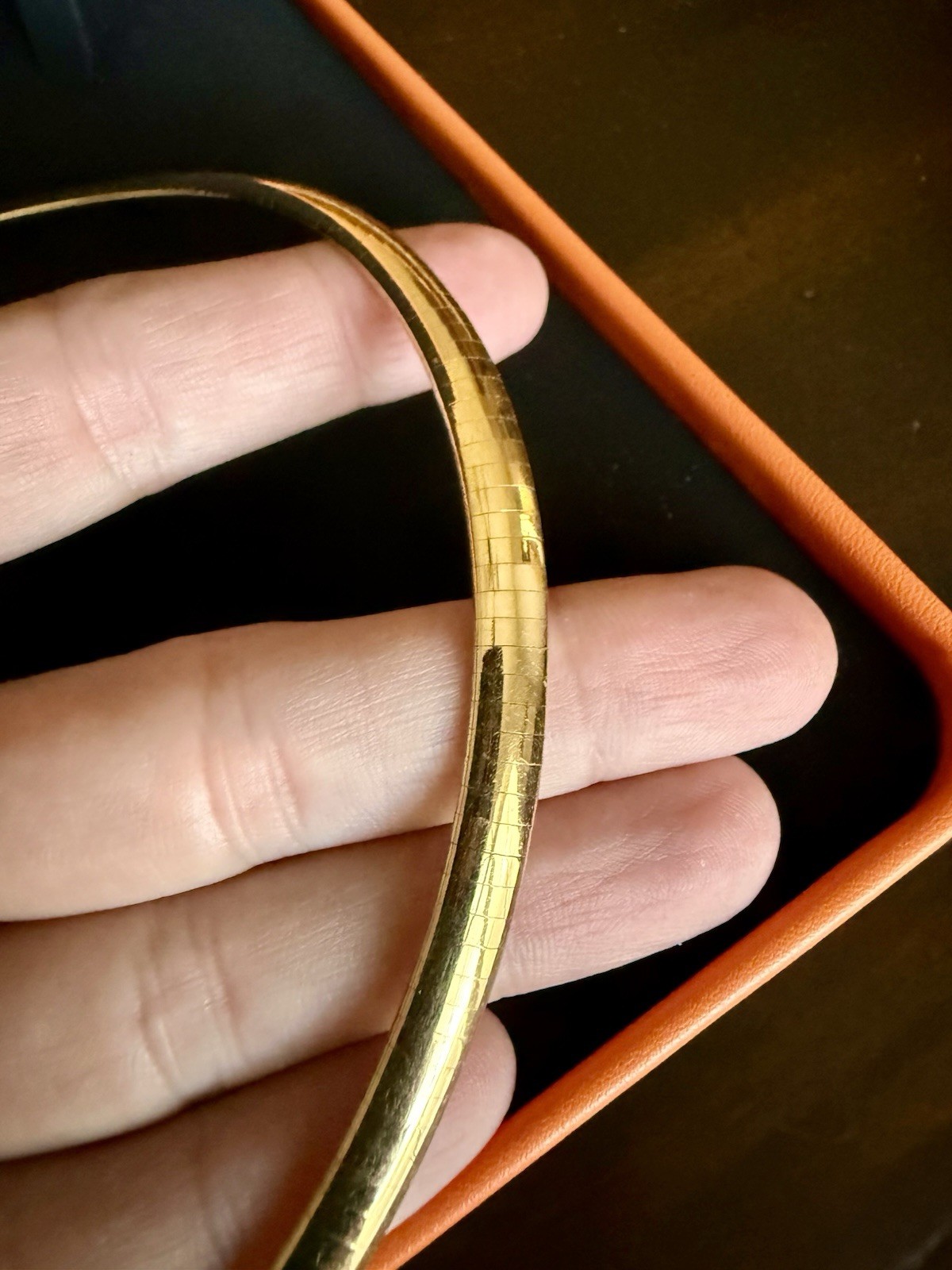 Vintage 14K Yellow Gold 6mm Domed Omega Choker Necklace 32g 16.5″ Italy BRI