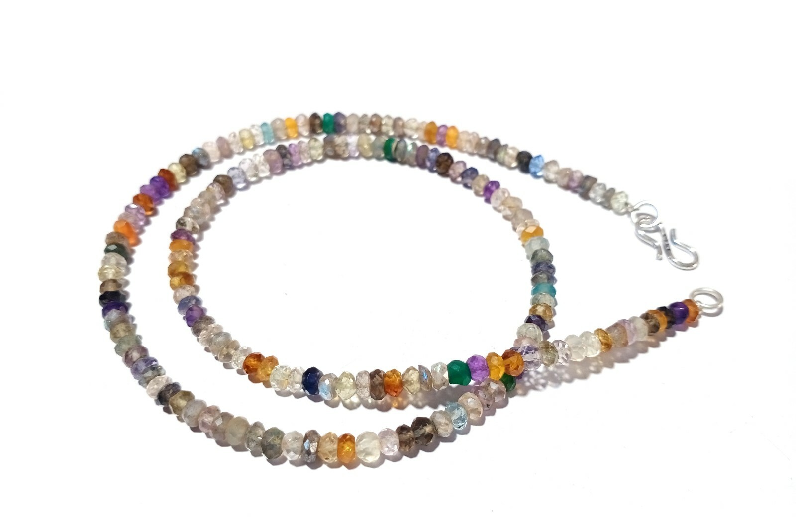Natural Multi Stone Rondelle Faceted 4-4.5mm Gemstone Beads 20″Inch 1 Necklace