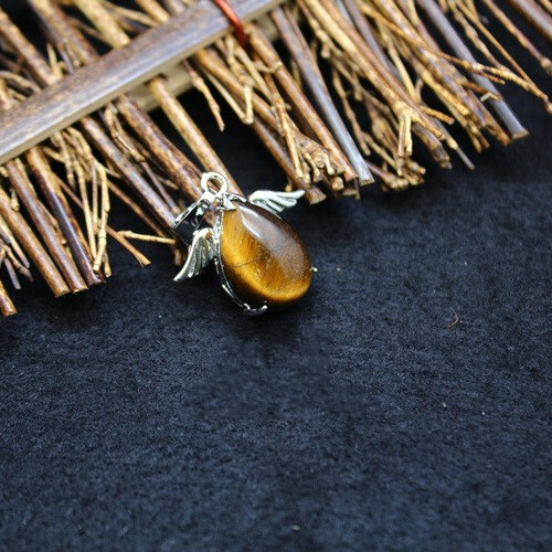 25*24mm Natural Stone Crystal Gemstone Angel Wing Pendant Unisex Adult Jewelry