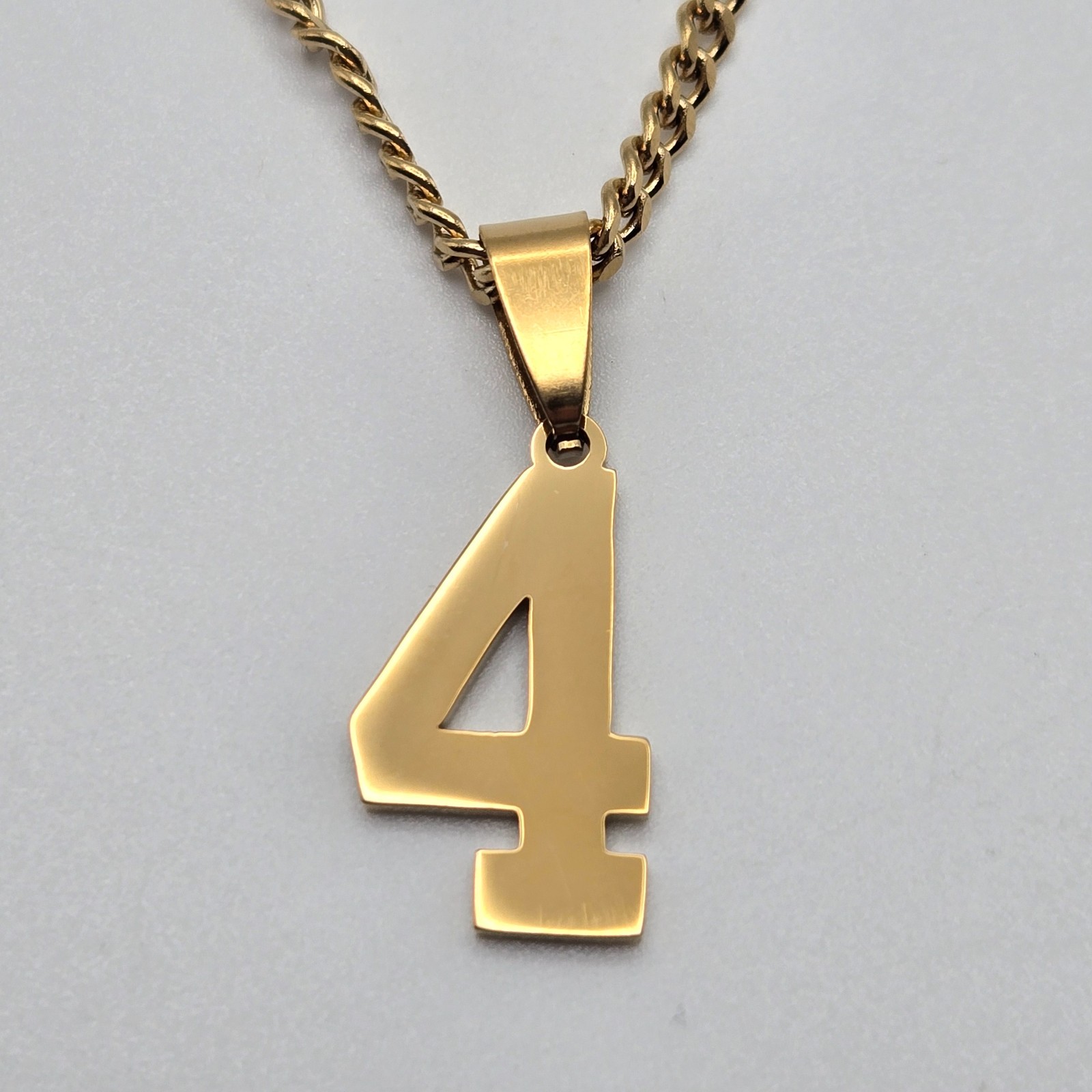 #0-#25 SPORTS NUMBER (GOLD PVD) Pendant Charm / 18″-24″ STAINLESS CHAIN NECKLACE