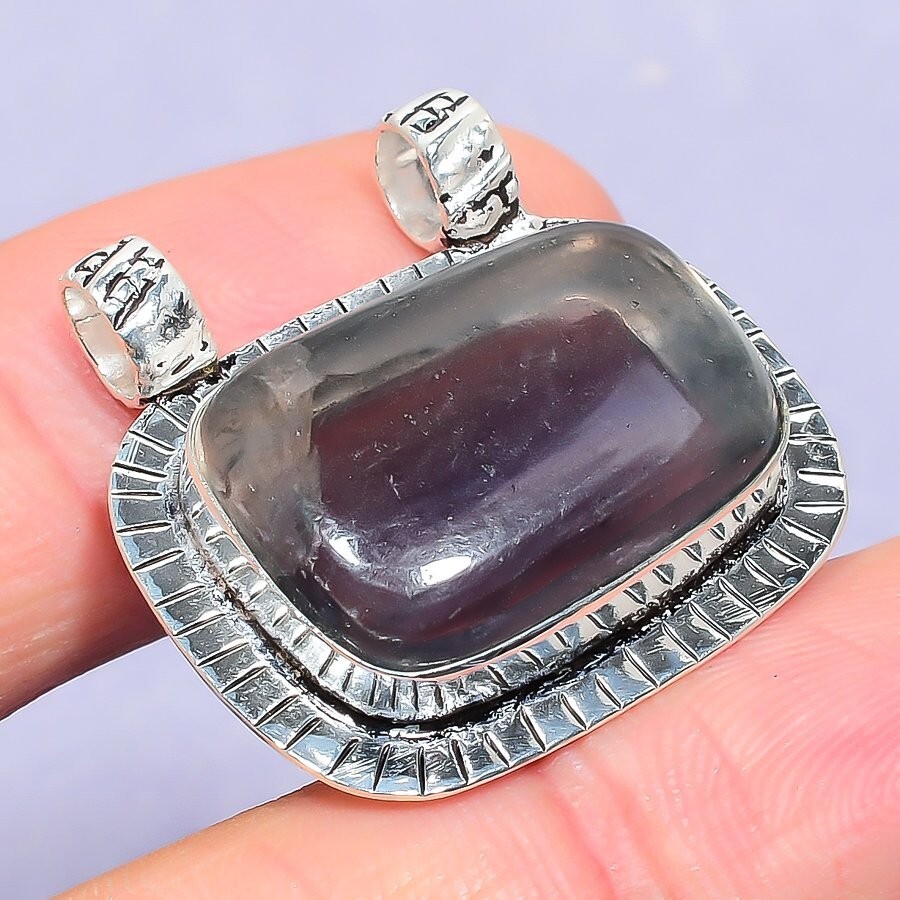 Anniversary Gift For Her Fluorite Natural Pendant Sterling Silver Jewelry 1.18″