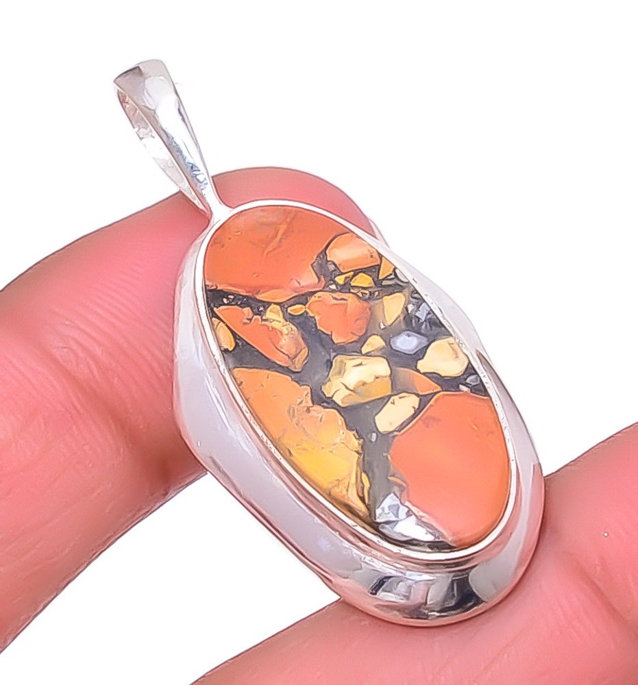 Malingano Jasper – Indonesia 925 Silver Plated Pendant 1.56″ T15