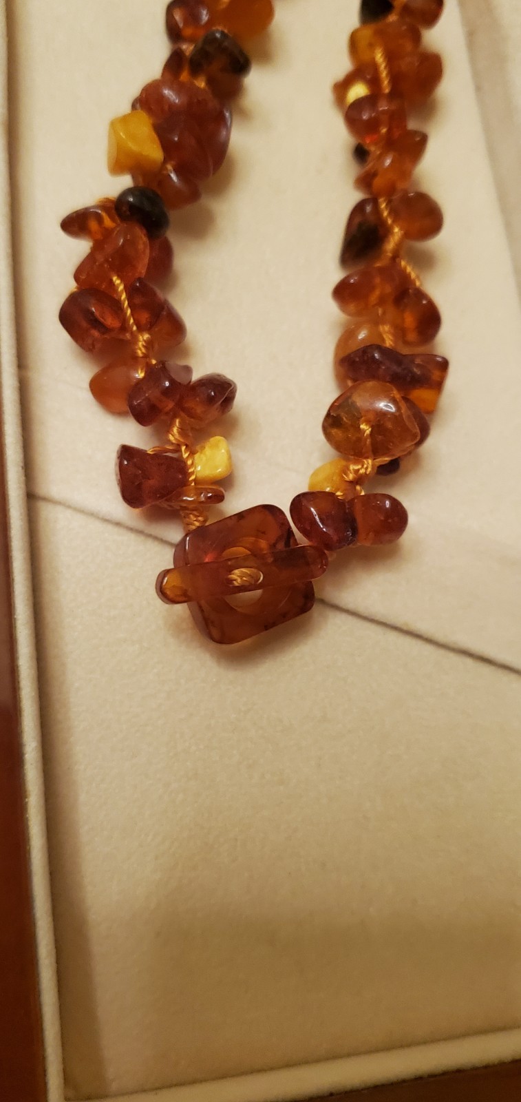 Genuine BALTIC AMBER Golden Honey Knotted Choker Necklace 925 Pierced Earrings