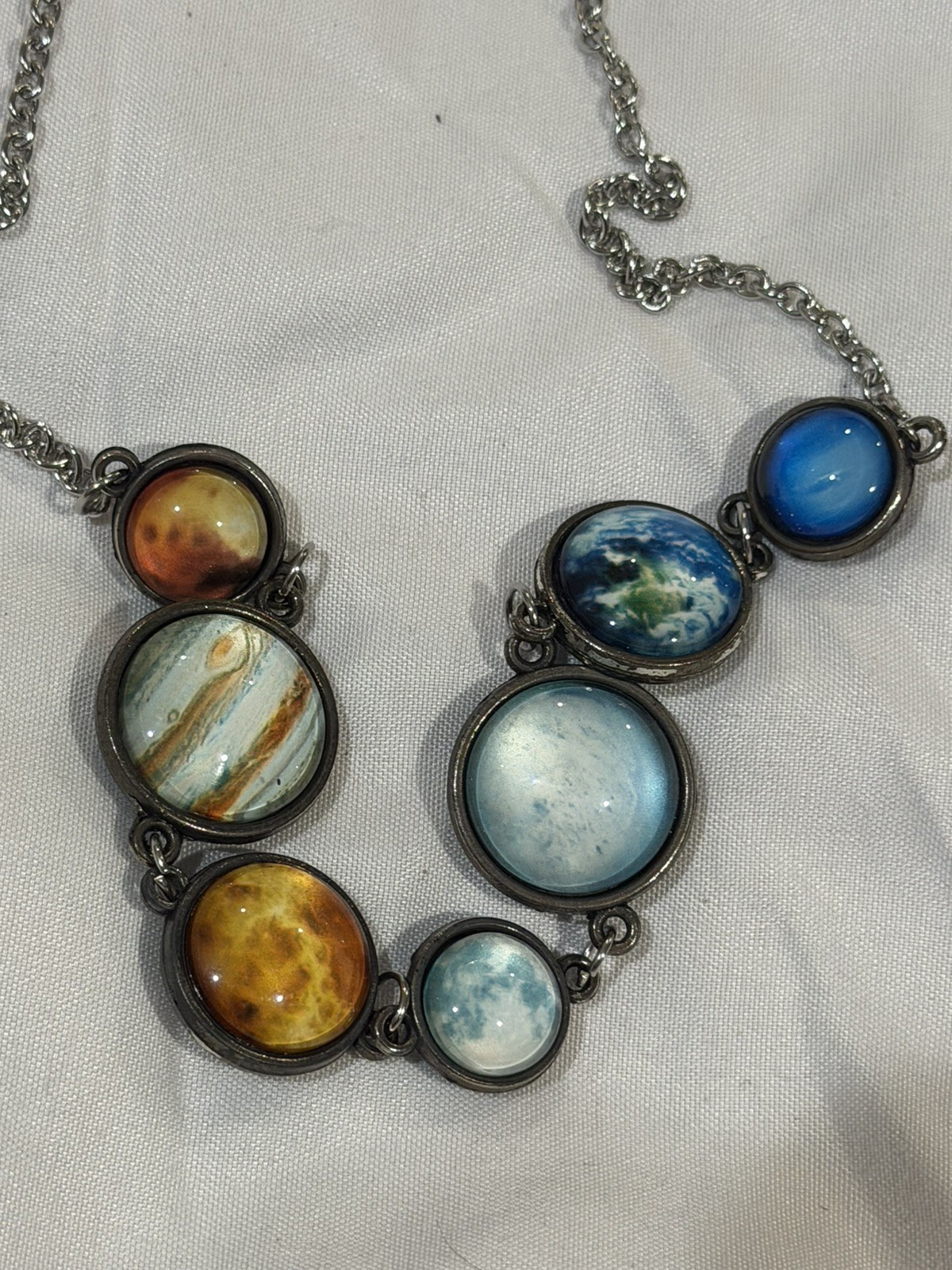 Vintage planet, solar system, galaxy, necklace