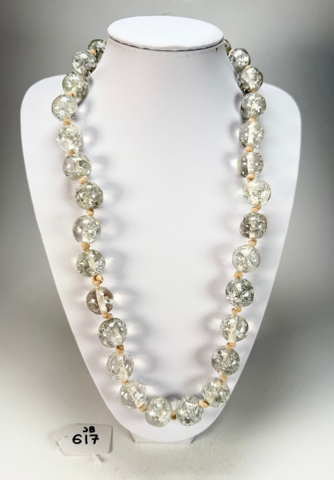 Jackie Brazil “Lola” Silver Flakes Medium Spheres 70cm Resin Necklace ( N2695 )