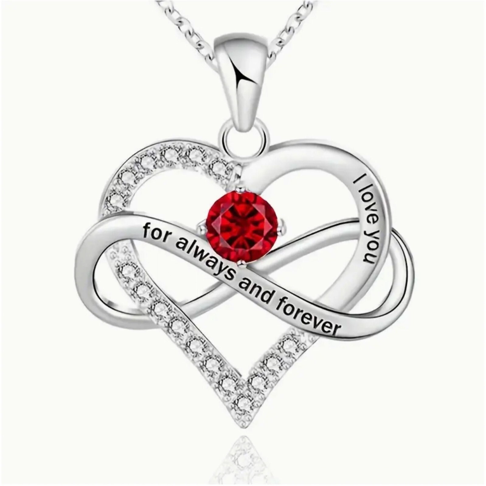 Elegant Birthstone with Heart Pendant Necklace, Jewelry Gift for Women, Teens