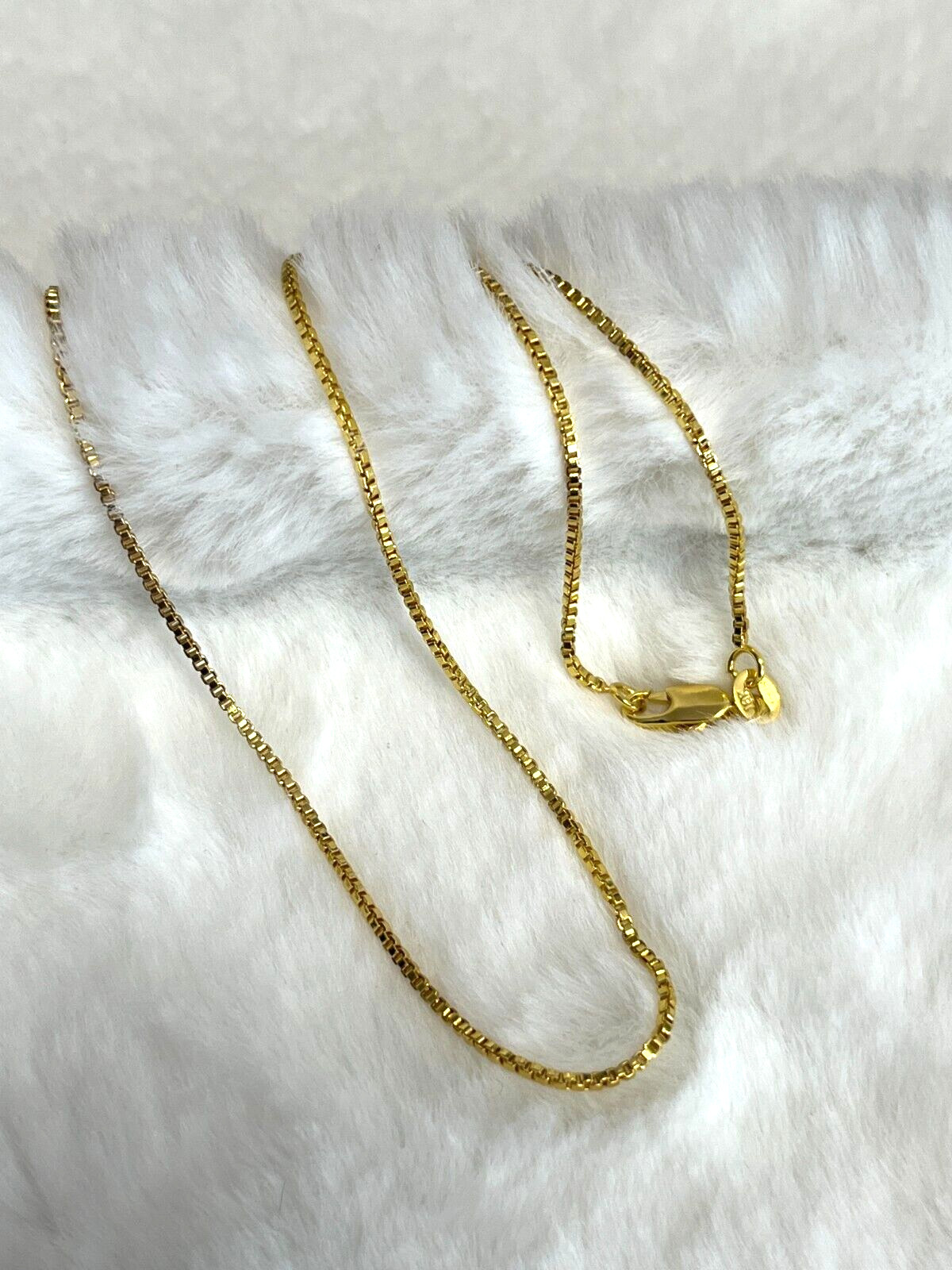 SHARP!! STAMPED 18K GOLD FILLED 1.6mm BOX CHAIN 28″ LONG FITS PENDANT NECKLACE