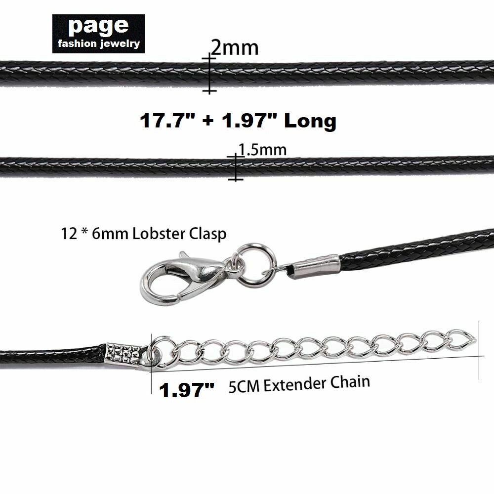 Several Colors- 1pc Braided Rope Necklace 18″ Leather Cord For Your Pendant