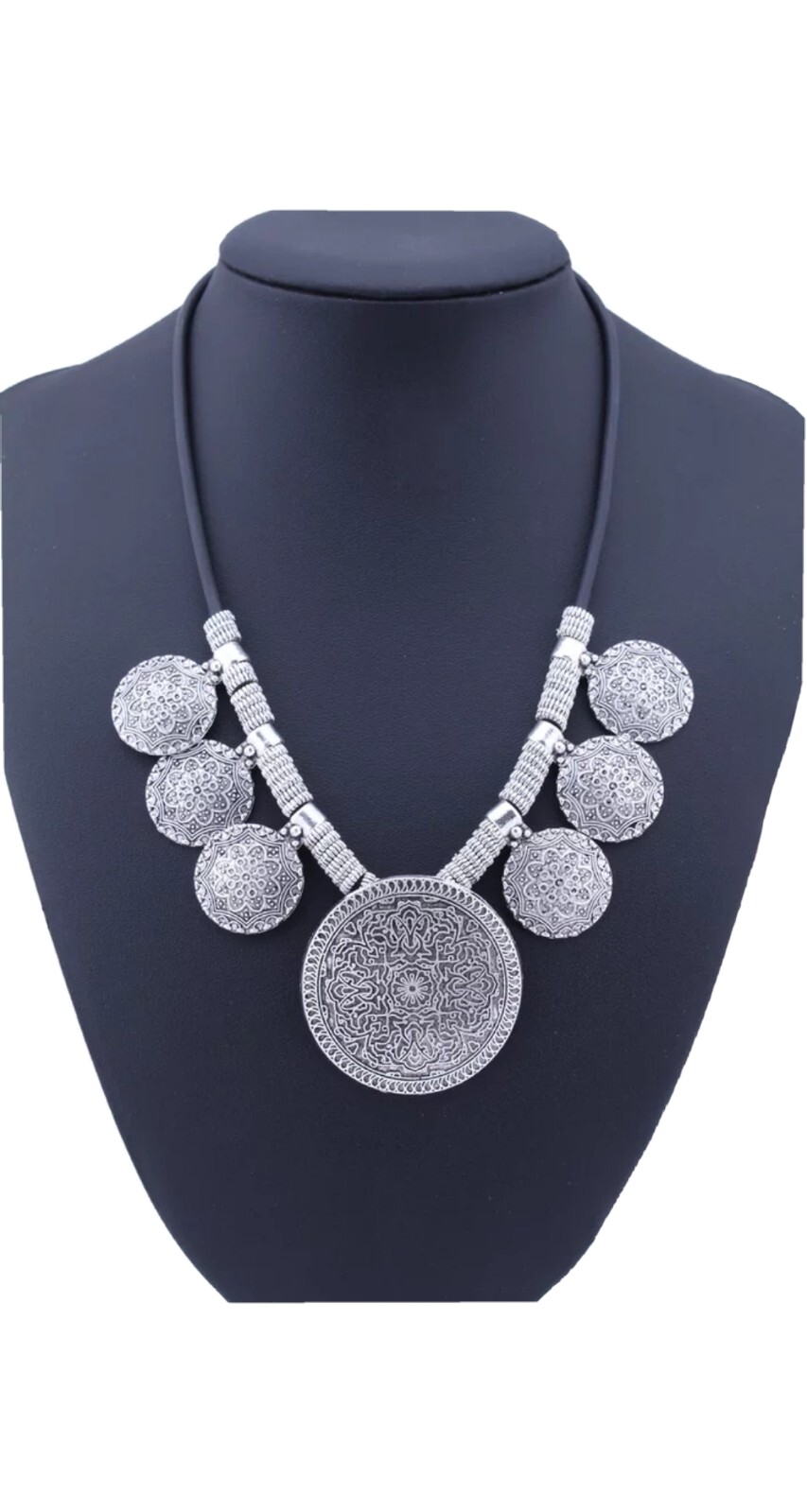 Womens Jewelry Vintage Tibetan Silver Color Necklace Coin Flower Pendants 88-3