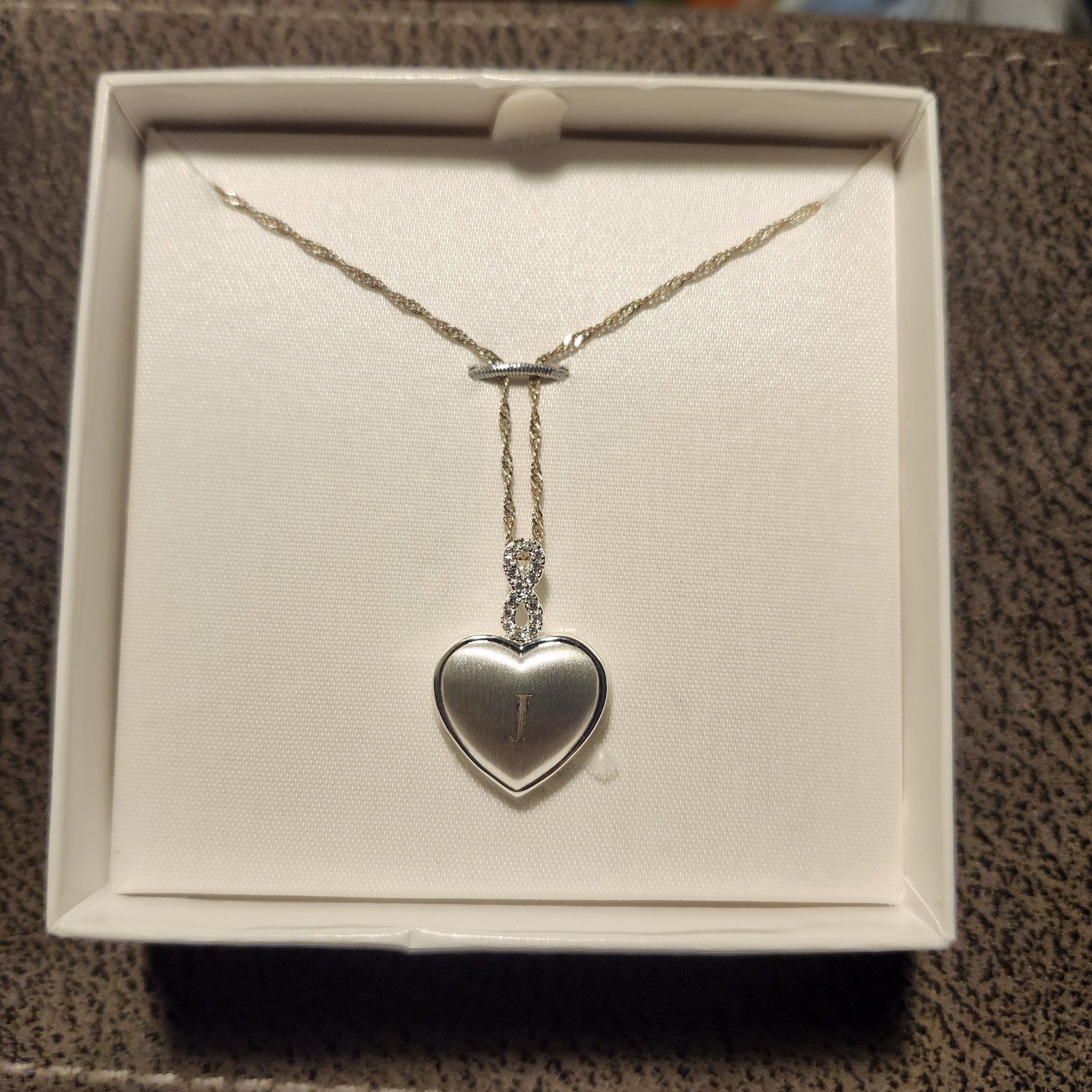 J Monogram Infinity Bail Photo Locket, Things Remembered, NIB
