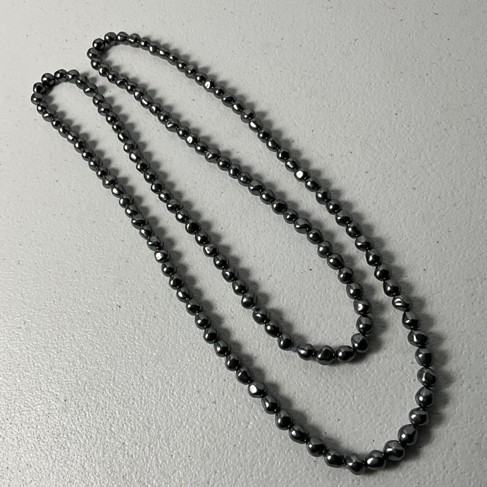 Long Dark Grey Black Freshwater Pearl Necklace Opera Length Strand Fashion